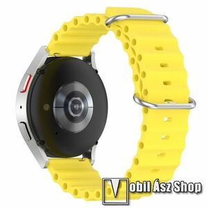 Okosóra szíj - szilikon, cső­szerkezetes kialakítás, rugalmas, csatos - CITROMSÁRGA - 132mm+86mm hosszú, 22mm széles - SAMSUNG Galaxy Watch 46mm / Watch GT2 46mm / Watch GT 2e / Galaxy Watch3 45mm / Honor MagicWatch 2 46mm kép