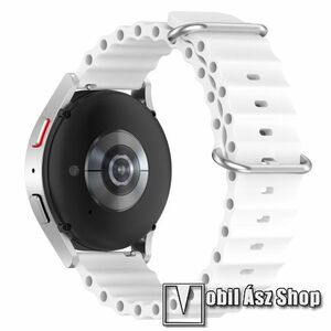 Okosóra szíj - szilikon, cső­szerkezetes kialakítás, rugalmas, csatos - FEHÉR - 132mm+86mm hosszú, 20mm széles - SAMSUNG Galaxy Watch 42mm / Amazfit GTS / Galaxy Watch3 41mm / HUAWEI Watch GT 2 42mm / Galaxy Watch Active / Active 2 kép