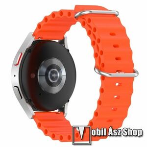 Okosóra szíj - szilikon, cső­szerkezetes kialakítás, rugalmas, csatos - NARANCSSÁRGA - 132mm+86mm hosszú, 20mm széles - SAMSUNG Galaxy Watch 42mm / Amazfit GTS / Galaxy Watch3 41mm / HUAWEI Watch GT 2 42mm / Galaxy Watch Active / Active 2 kép