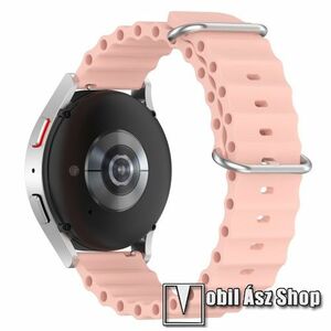 Okosóra szíj - szilikon, cső­szerkezetes kialakítás, rugalmas, csatos - RÓZSASZÍN - 132mm+86mm hosszú, 20mm széles - SAMSUNG Galaxy Watch 42mm / Amazfit GTS / Galaxy Watch3 41mm / HUAWEI Watch GT 2 42mm / Galaxy Watch Active / Active 2 kép