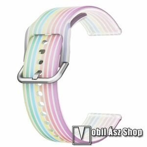 Okosóra szíj - szilikon - ÁTTETSZŐ SZIVÁRVÁNY MINTÁS - 125mm+89mm hosszú, 22mm széles - SAMSUNG Galaxy Watch 46mm / Watch GT2 46mm / Watch GT 2e / Galaxy Watch3 45mm / Honor MagicWatch 2 46mm kép