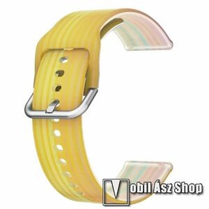 Okosóra szíj - szilikon - ÁTTETSZŐ SÁRGA SZIVÁRVÁNY MINTÁS - 125mm+89mm hosszú, 22mm széles - SAMSUNG Galaxy Watch 46mm / Watch GT2 46mm / Watch GT 2e / Galaxy Watch3 45mm / Honor MagicWatch 2 46mm kép