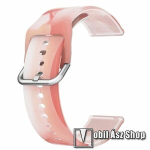 Okosóra szíj - szilikon - ÁTTETSZŐ RÓZSASZÍN - 125mm+89mm hosszú, 22mm széles - SAMSUNG Galaxy Watch 46mm / Watch GT2 46mm / Watch GT 2e / Galaxy Watch3 45mm / Honor MagicWatch 2 46mm kép