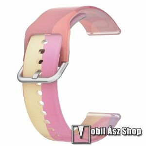 Okosóra szíj - szilikon - ÁTTETSZŐ RÓZSASZÍN / SÁRGA - 125mm+89mm hosszú, 22mm széles - SAMSUNG Galaxy Watch 46mm / Watch GT2 46mm / Watch GT 2e / Galaxy Watch3 45mm / Honor MagicWatch 2 46mm kép