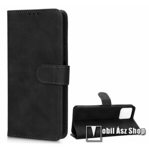 WALLET notesz tok / flip tok - FEKETE - asztali tartó funkciós, oldalra nyíló, rejtett mágneses záródás, bankkártyatartó zseb, szilikon belső - Telekom T PHONE 5G (Revvl 6 5G) / T Phone 5G (2023) kép