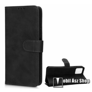 WALLET notesz tok / flip tok - FEKETE - asztali tartó funkciós, oldalra nyíló, rejtett mágneses záródás, bankkártyatartó zseb, szilikon belső - Telekom T PHONE PRO 5G (Revvl 6 Pro 5G) / T Phone Pro 5G (2023) kép