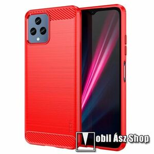 MOFI szilikon védő tok / hátlap - PIROS - légpárnás sarok, szálcsiszolt, karbon mintás, ERŐS VÉDELEM! - TELEKOM T PHONE 5G (Revvl 6 5G) / T Phone 5G (2023) - GYÁRI kép