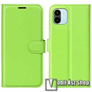 WALLET notesz tok / flip tok - ZÖLD - asztali tartó funkciós, oldalra nyíló, rejtett mágneses záródás, bankkártyatartó zseb, szilikon belső - Xiaomi Redmi A1 / Redmi A2 kép