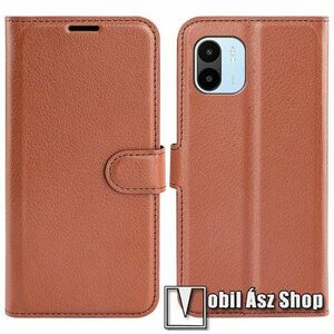 WALLET notesz tok / flip tok - BARNA - asztali tartó funkciós, oldalra nyíló, rejtett mágneses záródás, bankkártyatartó zseb, szilikon belső - Xiaomi Redmi A1 / Redmi A2 kép