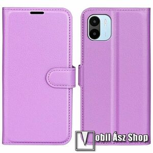 WALLET notesz tok / flip tok - LILA - asztali tartó funkciós, oldalra nyíló, rejtett mágneses záródás, bankkártyatartó zseb, szilikon belső - Xiaomi Redmi A1 / Redmi A2 kép