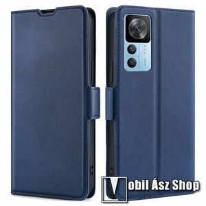 SLIM WALLET notesz / mappa tok - SÖTÉTKÉK - oldalra nyíló, asztali tartó funkciós, bankkártyatartó, szilikon belsővel, mágneses záródás - Xiaomi 12T / 12T Pro / Redmi K50 Ultra kép