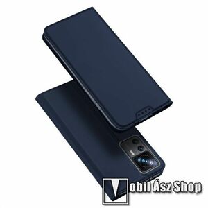 DUX DUCIS Skin Pro Series slim design notesz / mappa tok - SÖTÉTKÉK - asztali tartó funkciós, oldalra nyíló, rejtett mágneses záródás, bankkártyatartó zseb, szilikon belső - Xiaomi 12T / 12T Pro / Redmi K50 Ultra - GYÁRI kép