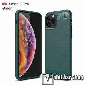 OTT! CARBON szilikon védő tok / hátlap - ZÖLD - karbon mintás, ERŐS VÉDELEM! - APPLE iPhone 11 Pro kép