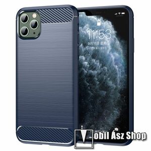 MOFI szilikon védő tok / hátlap - SÖTÉTKÉK - légpárnás sarok, szálcsiszolt, karbon mintás, ERŐS VÉDELEM! - APPLE iPhone 11 Pro - GYÁRI kép