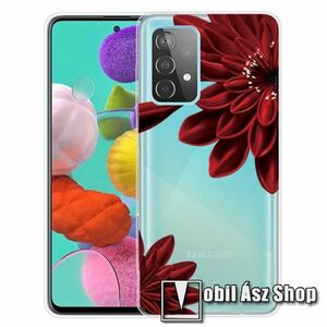 Szilikon védő tok / hátlap - PIROS VIRÁG MINTÁS - ÁTLÁTSZÓ - SAMSUNG Galaxy A23 4G (SM-A235F) / A23 5G (SM-A236B/DSN) / M23 5G (SM-M236B/DS) / F23 5G (SM-E236) kép