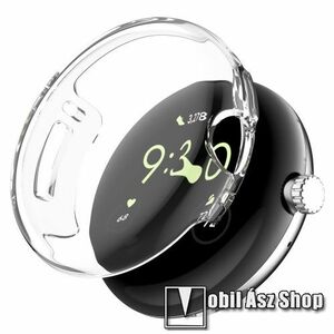Google Pixel Watch 3 41mm, Watch 2, Watch 1, Okosóra szilikon védőtok, Keret, Szilikon előlapvédő is, Átlátszó kép