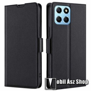 SLIM WALLET notesz / mappa tok - FEKETE - oldalra nyíló, asztali tartó funkciós, bankkártyatartó, szilikon belsővel, mágneses záródás - HUAWEI Honor X6 / X8 5G / Play6C / Play 30 / 70 Lite kép
