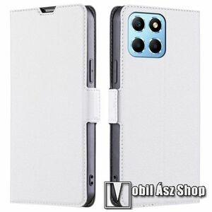 SLIM WALLET notesz / mappa tok - FEHÉR - oldalra nyíló, asztali tartó funkciós, bankkártyatartó, szilikon belsővel, mágneses záródás - HUAWEI Honor X6 / X8 5G / Play6C / Play 30 / 70 Lite kép