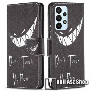 Notesz / mappa tok - Do Not Touch My Phone MINTÁS - oldalra nyíló, rejtett mágneses záródás, bankkártyatartó zsebek, asztali tartó funkció, szilikon belső - SAMSUNG Galaxy A23 4G (SM-A235F) / A23 5G (SM-A236B/DSN) / M23 5G (SM-M236B/DS) / F23 5G (SM-E236) kép