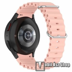 Okosóra szíj - szilikon, csőszerkezetes struktúra, rugalmas, csatos - RÓZSASZÍN - 91mm+137mm hosszú, 22mm széles - SAMSUNG Galaxy Watch4 Classic 46mm / 42mm / Watch4 44mm / 40mm / Watch5 44mm / 40mm / Pro kép
