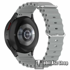 Okosóra szíj - szilikon, csőszerkezetes struktúra, rugalmas, csatos - SZÜRKE - 91mm+137mm hosszú, 22mm széles - SAMSUNG Galaxy Watch4 Classic 46mm / 42mm / Watch4 44mm / 40mm / Watch5 44mm / 40mm / Pro kép