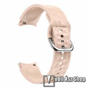 Okosóra szíj - RÓZSASZÍN - szilikon, rombusz mintás - 128mm+98mm hosszú, 20mm széles - SAMSUNG Galaxy Watch4 Classic 46mm (SM-R890) / 42mm (SM-R880) / Watch4 44mm (SM-R870) / 40mm (SM-R860) / Watch5 44mm (SM-R915F) / 40mm (SM-R905F) / Pro (SM-R925F) kép