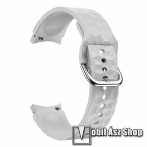 Okosóra szíj - SZÜRKE - szilikon, rombusz mintás - 128mm+98mm hosszú, 20mm széles - SAMSUNG Galaxy Watch4 Classic 46mm (SM-R890) / 42mm (SM-R880) / Watch4 44mm (SM-R870) / 40mm (SM-R860) / Watch5 44mm (SM-R915F) / 40mm (SM-R905F) / Pro (SM-R925F) kép