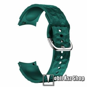 Okosóra szíj - ZÖLD - szilikon, rombusz mintás - 128mm+98mm hosszú, 20mm széles - SAMSUNG Galaxy Watch4 Classic 46mm (SM-R890) / 42mm (SM-R880) / Watch4 44mm (SM-R870) / 40mm (SM-R860) / Watch5 44mm (SM-R915F) / 40mm (SM-R905F) / Pro (SM-R925F) kép