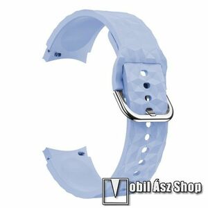 Okosóra szíj - VILÁGOSLILA - szilikon, rombusz mintás - 128mm+98mm hosszú, 20mm széles - SAMSUNG Galaxy Watch4 Classic 46mm (SM-R890) / 42mm (SM-R880) / Watch4 44mm (SM-R870) / 40mm (SM-R860) / Watch5 44mm (SM-R915F) / 40mm (SM-R905F) / Pro (SM-R925F) kép