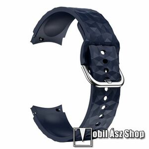 Okosóra szíj - ÉJKÉK - szilikon, rombusz mintás - 128mm+98mm hosszú, 20mm széles - SAMSUNG Galaxy Watch4 Classic 46mm (SM-R890) / 42mm (SM-R880) / Watch4 44mm (SM-R870) / 40mm (SM-R860) / Watch5 44mm (SM-R915F) / 40mm (SM-R905F) / Pro (SM-R925F) kép