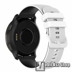 Okosóra szíj - szilikon, pontozott textúra mintás - FEHÉR / FEKETE - 120mm+92mm hosszú, 22mm széles - SAMSUNG Galaxy Watch 46mm / Watch GT2 46mm / Watch GT 2e / Galaxy Watch3 45mm / Watch GT3 46mm kép