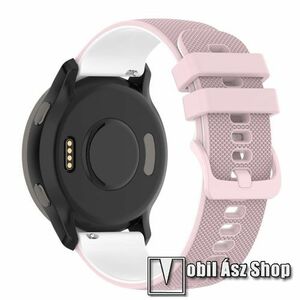 Okosóra szíj - szilikon, pontozott textúra mintás - RÓZSASZÍN / FEHÉR - 120mm+92mm hosszú, 22mm széles - SAMSUNG Galaxy Watch 46mm / Watch GT2 46mm / Watch GT 2e / Galaxy Watch3 45mm / Watch GT3 46mm kép