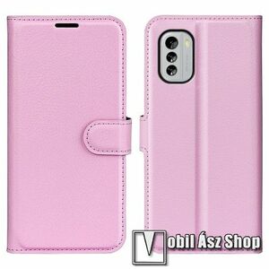 WALLET notesz tok / flip tok - RÓZSASZÍN - asztali tartó funkciós, oldalra nyíló, rejtett mágneses záródás, bankkártyatartó zseb, szilikon belső - NOKIA G60 kép