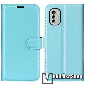 WALLET notesz tok / flip tok - KÉK - asztali tartó funkciós, oldalra nyíló, rejtett mágneses záródás, bankkártyatartó zseb, szilikon belső - NOKIA G60 kép
