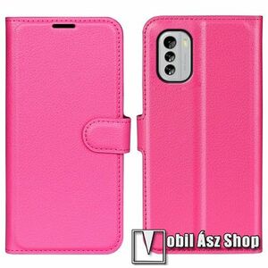 WALLET notesz tok / flip tok - MAGENTA - asztali tartó funkciós, oldalra nyíló, rejtett mágneses záródás, bankkártyatartó zseb, szilikon belső - NOKIA G60 kép