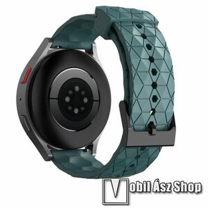 Okosóra szíj - szilikon, focilabda textúra minta - CYAN - 125mm+89mm hosszú, 22mm széles - SAMSUNG Galaxy Watch 46mm / Watch GT2 46mm / Watch GT 2e / Galaxy Watch3 45mm / Honor MagicWatch 2 46mm kép