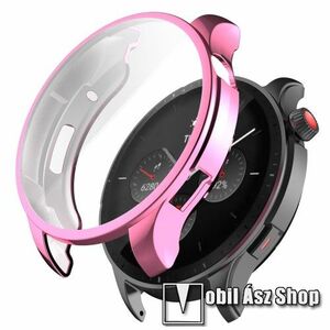 Okosóra szilikon védő tok / keret - GALVANIZÁLT RÓZSASZÍN - Szilikon előlapvédő is! - Xiaomi Amazfit GTR 4 46mm kép