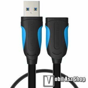 VENTION USB APA / USB ANYA hosszabbító kábel - USB 3.0 ANYA / USB 3.0 APA csatlakozó, 1m hosszú lapos kábel, 5Gbps adatátviteli sebesség - FEKETE - VAS-A13-B100 - GYÁRI kép