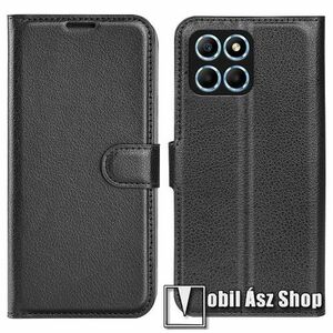 WALLET notesz tok / flip tok - FEKETE - asztali tartó funkciós, oldalra nyíló, rejtett mágneses záródás, bankkártyatartó zseb, szilikon belső - HUAWEI Honor X6 / X8 5G / 70 Lite kép