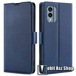 SLIM WALLET notesz / mappa tok - KÉK - oldalra nyíló, asztali tartó funkciós, bankkártyatartó, szilikon belsővel, mágneses záródás - NOKIA X30 kép