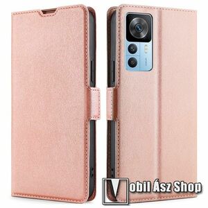 SLIM WALLET notesz / mappa tok - ROSE GOLD - oldalra nyíló, asztali tartó funkciós, bankkártyatartó, szilikon belsővel, mágneses záródás - Xiaomi 12T / 12T Pro / Redmi K50 Ultra kép