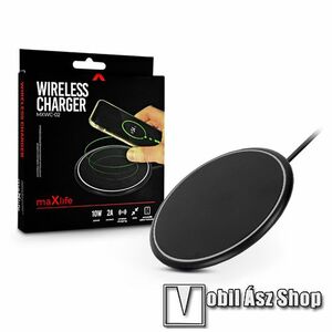 MAXLIFE UNIVERZÁLIS QI Wireless hálózati töltő állomás vezeték nélküli töltéshez - 5V/2A, 10W, fogadóegység nélkül! - FEKETE kép