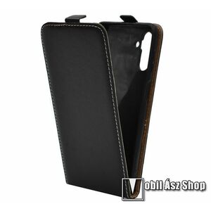 SLIM FLIP tok - FEKETE - lefelé nyíló, rejtett mágneses záródás, szilikon belső - SAMSUNG Galaxy A13 5G (SM-A136U/U1) / A04s (SM-A047F) kép