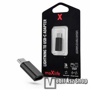 MAXLIFE Type-C adapter - FEKETE - lightning-et Type-C-re alakítja át, 2A, 10W kép