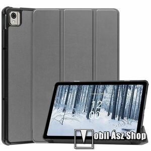 Notesz / mappa tok - SZÜRKE - oldalra nyíló flip cover, TRIFOLD asztali tartó funkciós, mágneses záródás, erősített sarkok, műanyag belső - NOKIA T21 / HMD T21 kép