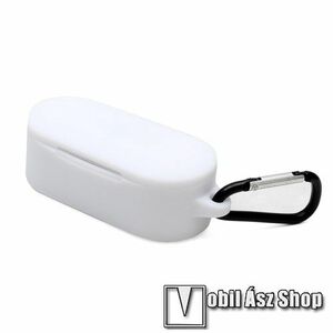 Szilikon védő tok Microsoft Surface Earbuds TWS fülhallgató-hoz - karabiner, töltőnyílás - FEHÉR kép