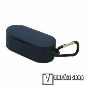 Szilikon védő tok Microsoft Surface Earbuds TWS fülhallgató-hoz - karabiner, töltőnyílás - SÖTÉTKÉK kép