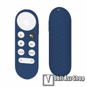 Chromecast Google TV 2020 Voice Remote távirányitóhoz szilikon védő tok - rácsos minta, csúszásgátló, cseppálló, 120 x 40 x 19mm - SÖTÉTKÉK kép
