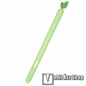 Szilikon védő tok SAMSUNG Galaxy Tab S7 (SM-T870/T875/T876B) S Pen-hez - 0, 35mm vékony, texturált csúszásgátló - ZÖLD, LEVÉL MINTÁS kép