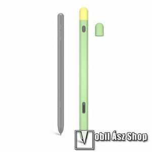 Szilikon védő tok SAMSUNG Galaxy Tab S Pen Pro ceruzához - 2db kupakkal, csúszásgátló - ZÖLD kép